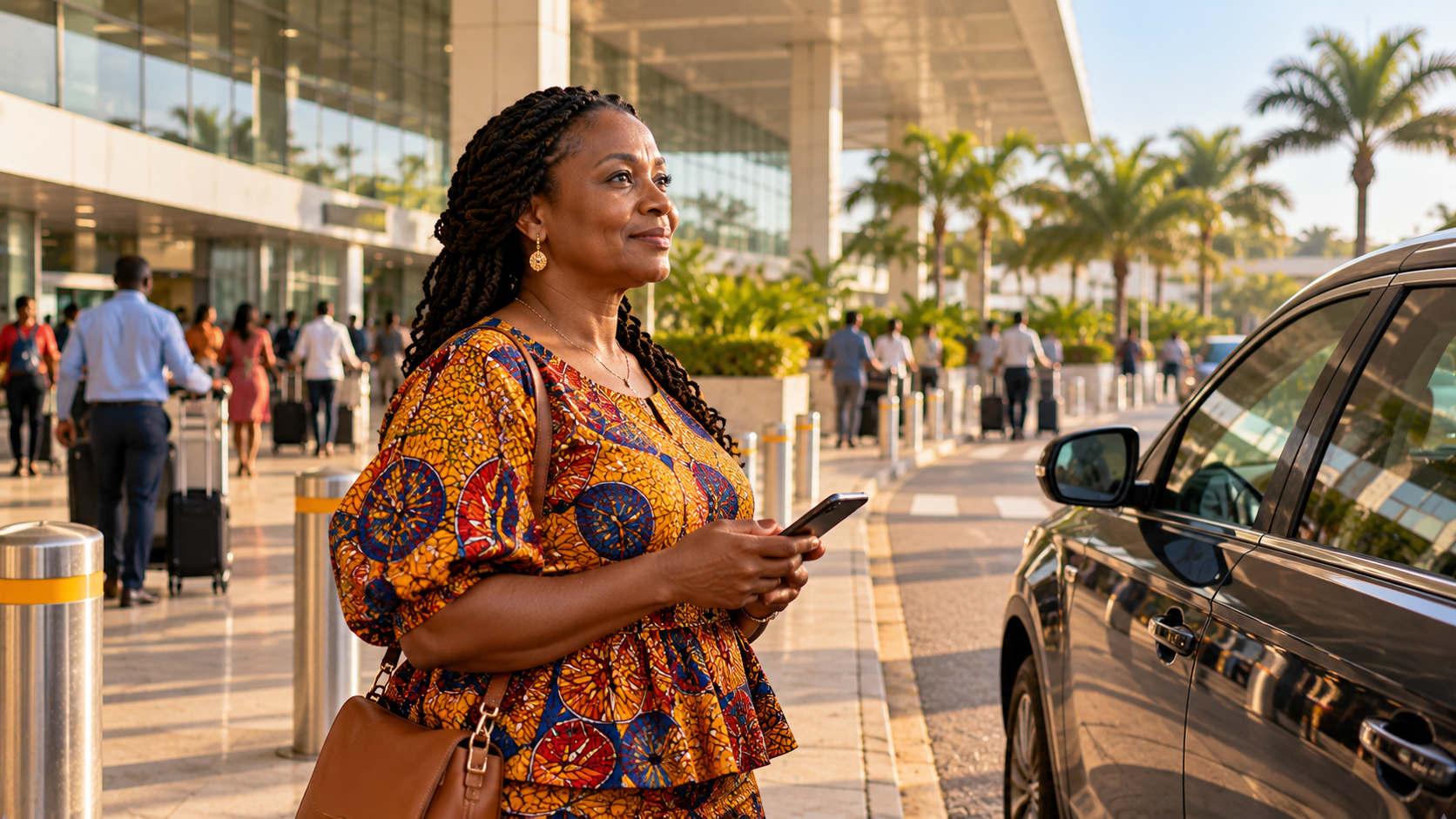 Expectant Traveler at Airport Pickup